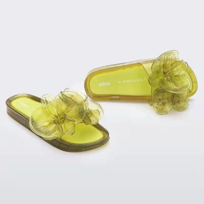 2022 new Women's Jelly color transparent flower style open toe slipper slides beach fashion quick dry sandal slippers