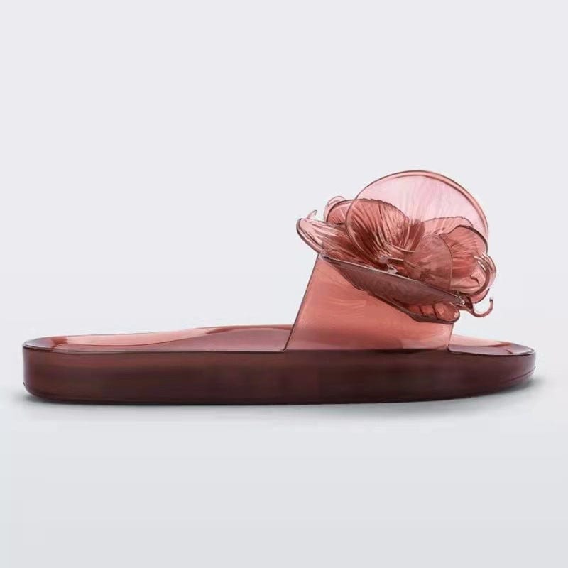 2022 new Women's Jelly color transparent flower style open toe slipper slides beach fashion quick dry sandal slippers