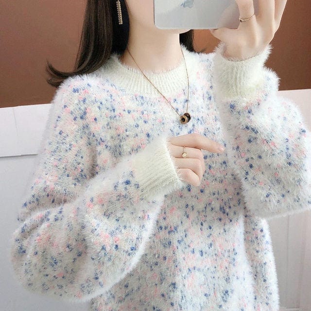 2022 New Women's Pullover Female Autumn Winter Plus Cashmere/No Cashmere Sweater Mink Velvet Long-Sleeved Top