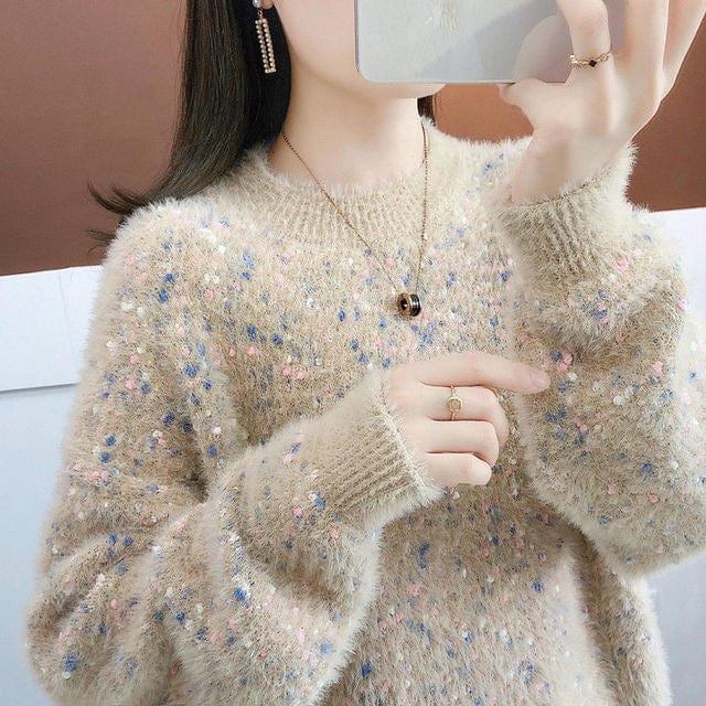 2022 New Women's Pullover Female Autumn Winter Plus Cashmere/No Cashmere Sweater Mink Velvet Long-Sleeved Top