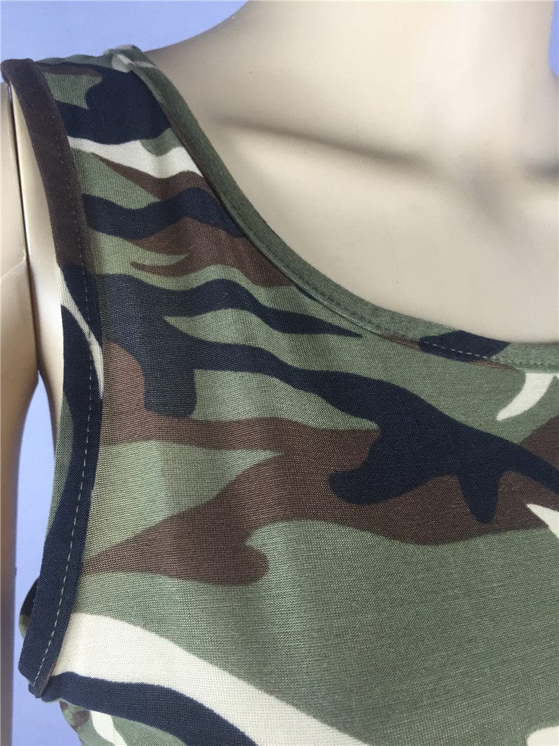 2022 new women's wear European and American summer new camouflage fashion versatile sleeveless vest T-shirt women