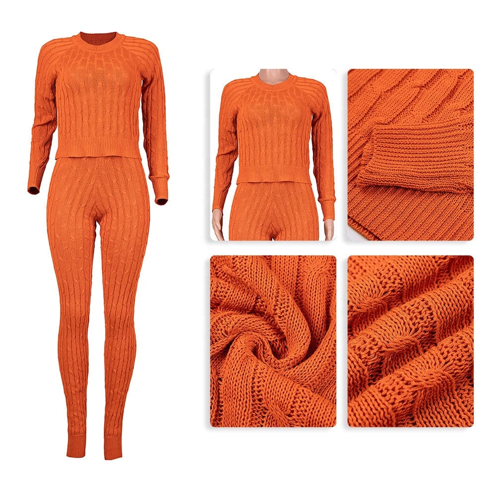 2022 New Womens Clothing Knit Sweater Suits Two Piece Pants Set Women Sweater Suit Two Piece Pants Set