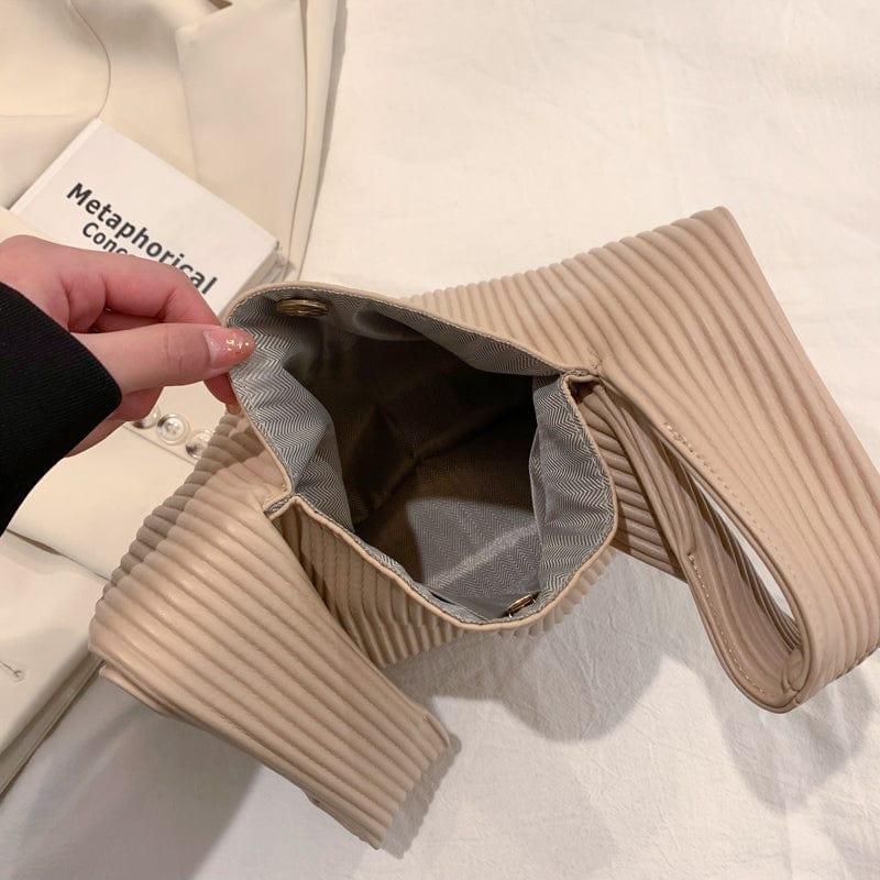 2022 Pleated Tote Bag Handbag Large Capacity PU Leather Women Hand Bag Luxury Brand Big Bucket Shoulder Bags