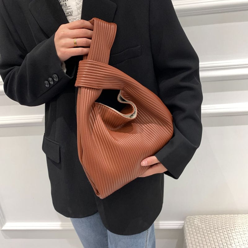 2022 Pleated Tote Bag Handbag Large Capacity PU Leather Women Hand Bag Luxury Brand Big Bucket Shoulder Bags