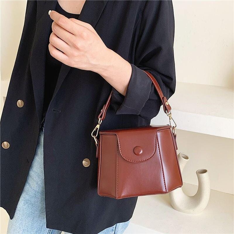2022 PU Leather Shoulder Bucket Bags Box Shape Luxury Purses and Handbags Women Ladies