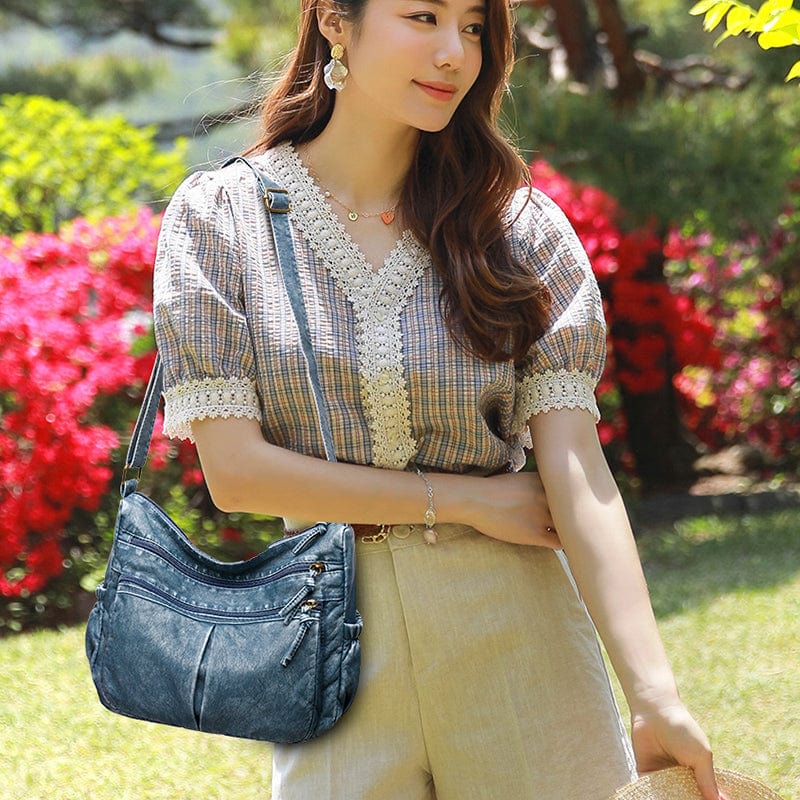 2022 Retro Hand Bag Women Shoulder Crossbody Bags Washed Leather Vintage Purses Handbags