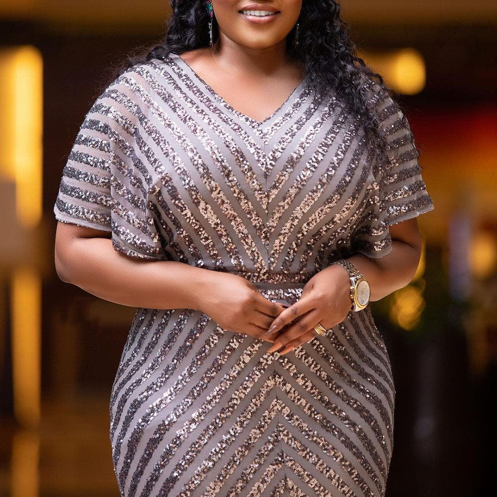 2022 Sexy Fashion Plus Size Women Clothing Lady Deep V Neck Lace Prom Dress Long Sleeve See Through Lace Dress Xl-6xl