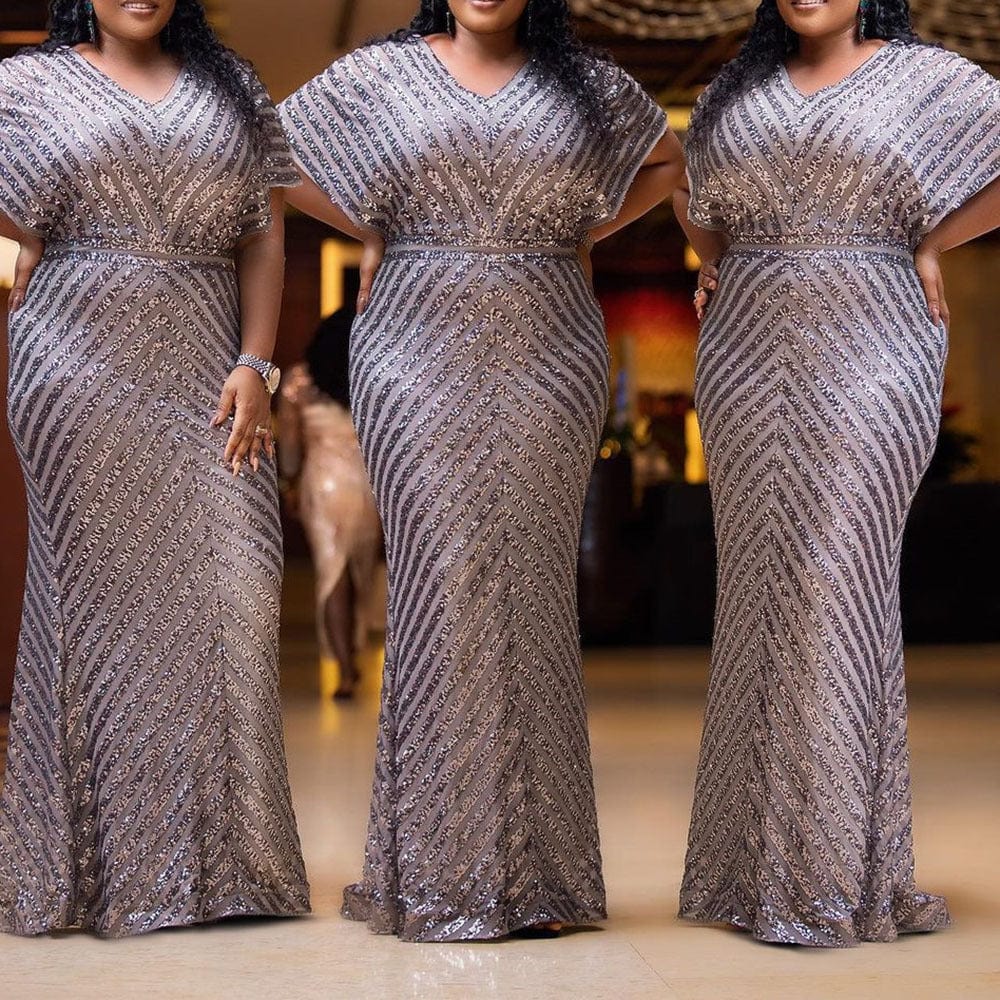 2022 Sexy Fashion Plus Size Women Clothing Lady Deep V Neck Lace Prom Dress Long Sleeve See Through Lace Dress Xl-6xl