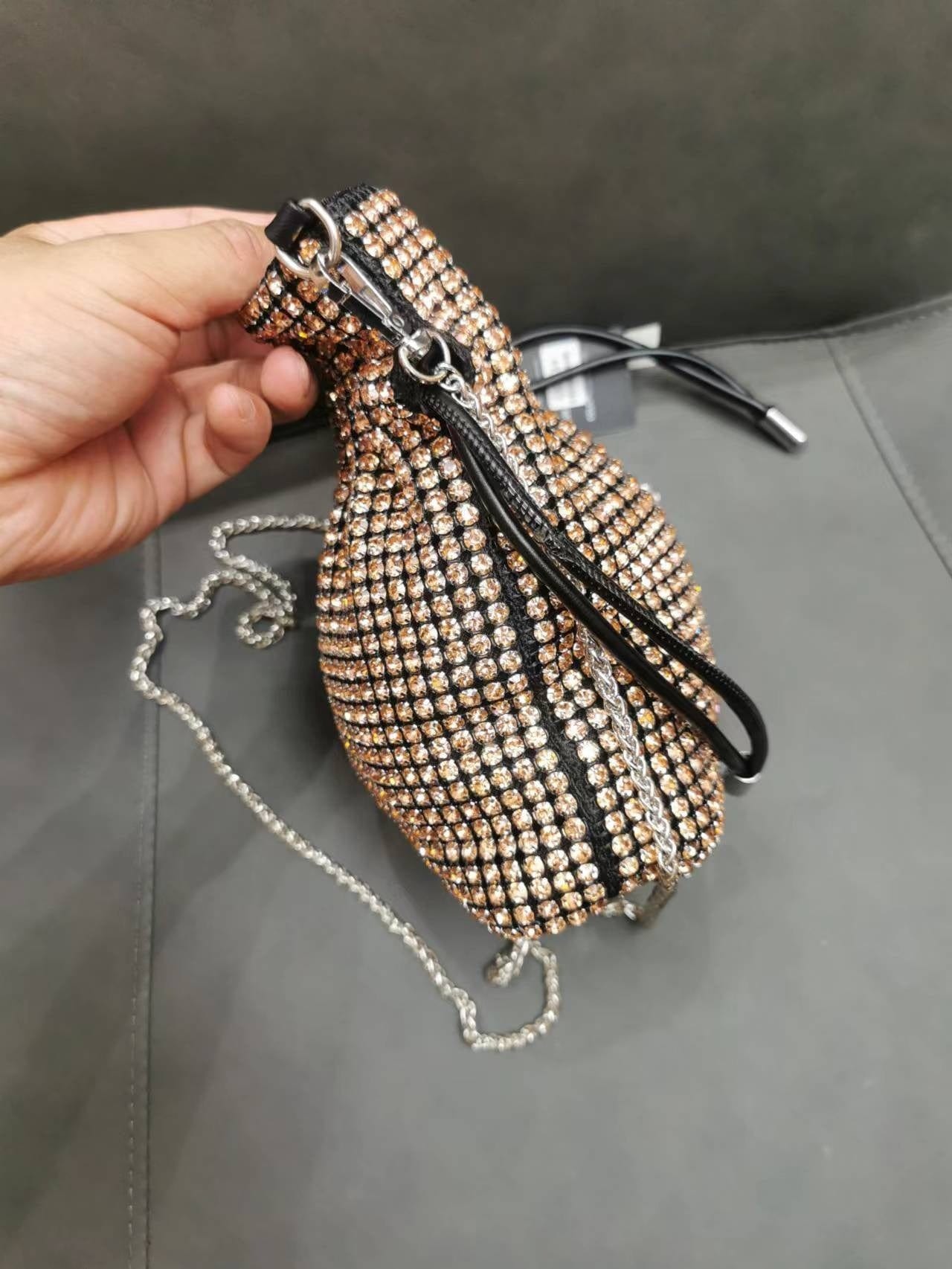 2022 Shenglu Guangzhou Drawstring Rhinestone Purse Latest Lady Famous Crystal Jewelry Purse Handbag