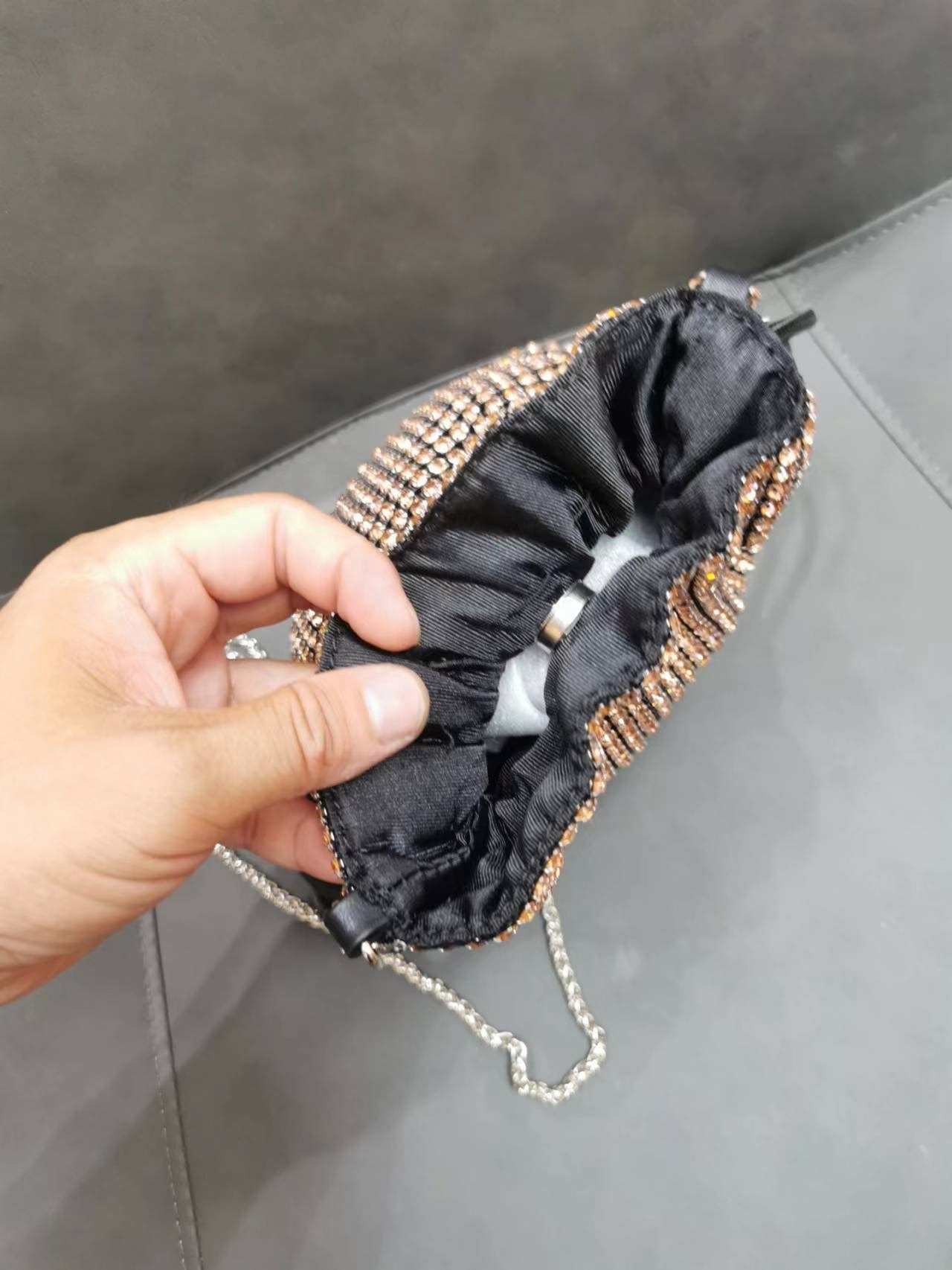 2022 Shenglu Guangzhou Drawstring Rhinestone Purse Latest Lady Famous Crystal Jewelry Purse Handbag