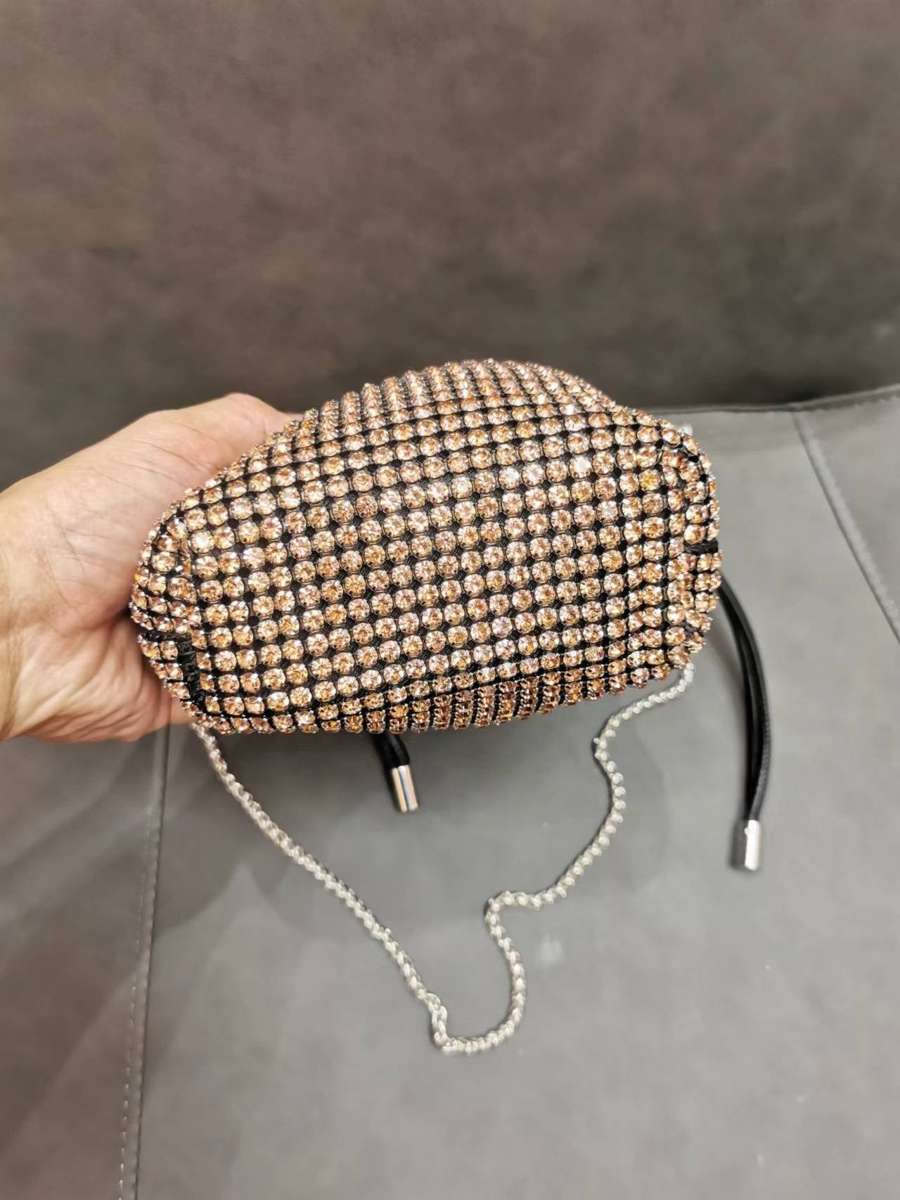 2022 Shenglu Guangzhou Drawstring Rhinestone Purse Latest Lady Famous Crystal Jewelry Purse Handbag