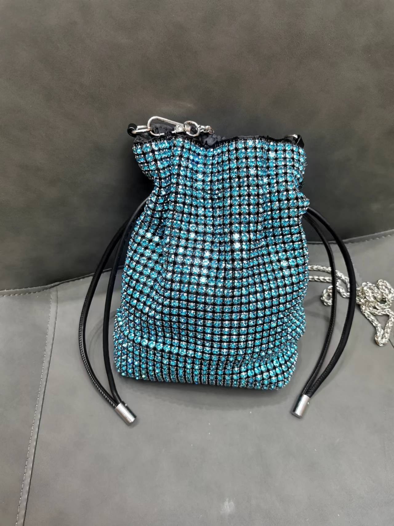 2022 Shenglu Guangzhou Drawstring Rhinestone Purse Latest Lady Famous Crystal Jewelry Purse Handbag