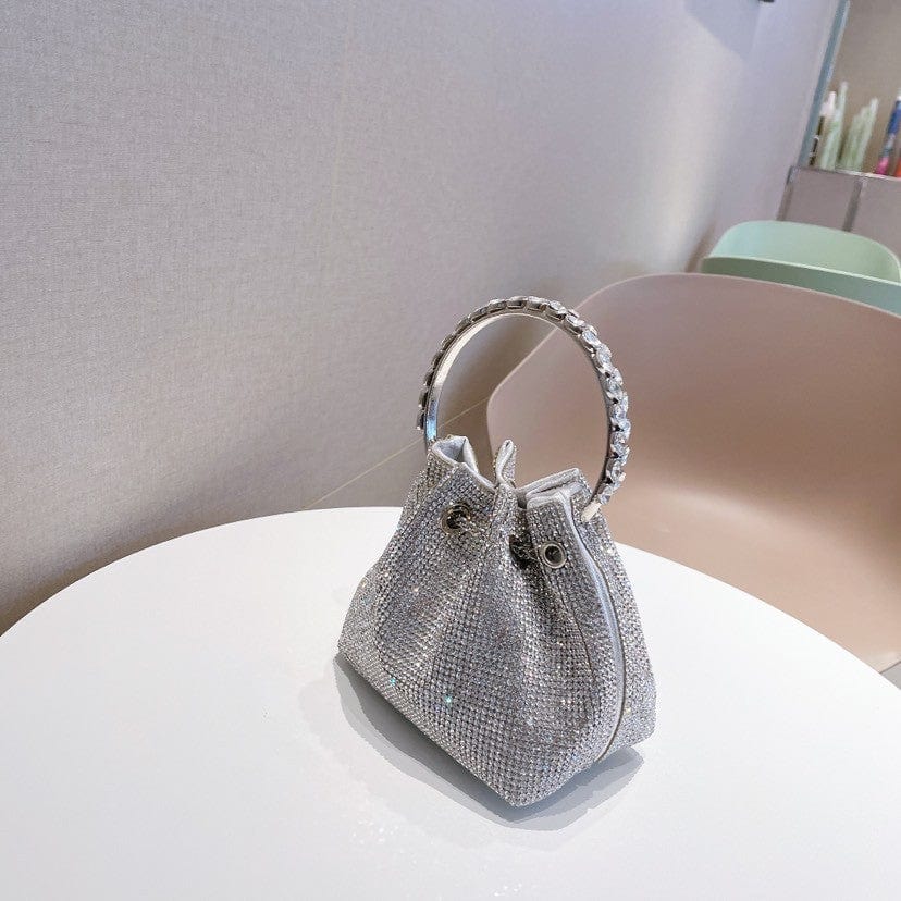 2022 Shenglu Guangzhou Metal Handle Rhinestone Bucket Evening Bags Purse Handbag Luxury Wedding Evening Bags