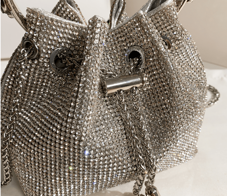 2022 Shenglu Guangzhou Metal Handle Rhinestone Bucket Evening Bags Purse Handbag Luxury Wedding Evening Bags