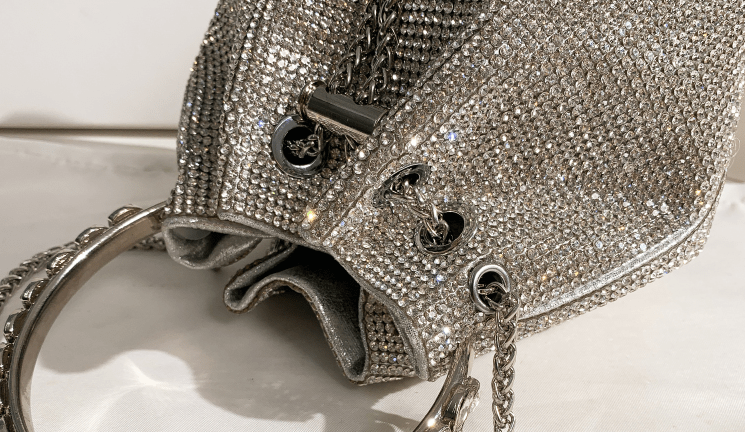 2022 Shenglu Guangzhou Metal Handle Rhinestone Bucket Evening Bags Purse Handbag Luxury Wedding Evening Bags
