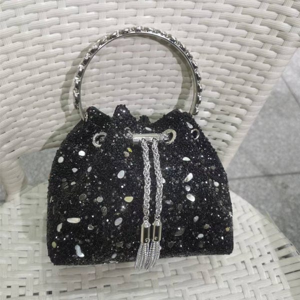 2022 Shenglu Hot Latest Designer Lady Rhinestone Bucket Tassel Handbag Purse Tote Blue Diamond Evening Shoulder Crossbody Bags