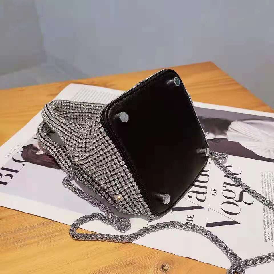 2022 Shenglu New Fashion Lady Women Rhinestone Vest Basket Handbag Purse Tote Bling Diamond Party Evening Shoulder Crossbody Bag
