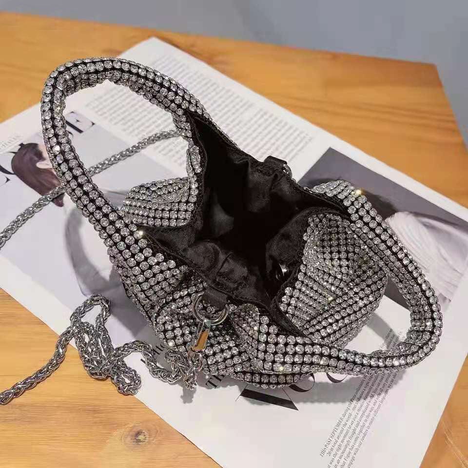2022 Shenglu New Fashion Lady Women Rhinestone Vest Basket Handbag Purse Tote Bling Diamond Party Evening Shoulder Crossbody Bag