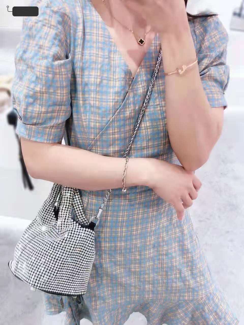 2022 Shenglu New Fashion Lady Women Rhinestone Vest Basket Handbag Purse Tote Bling Diamond Party Evening Shoulder Crossbody Bag