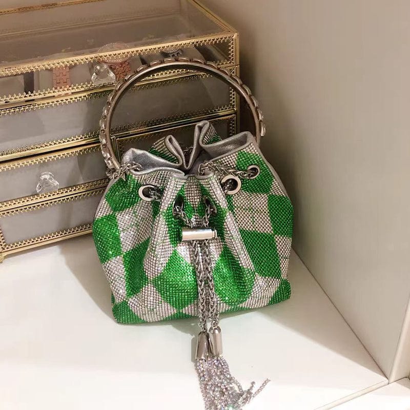 2022 Shenglu New Fashion Women Rhinestone Bucket Tassel Handbag Purse Tote Diamond Wedding Evening Shoulder Crossbody Bags