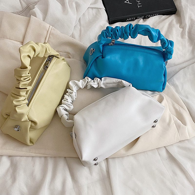 2022 Soft PU Leather Sling Bags for Women Crossbody Purse Pleated Handle Ladies Hand Bags Handbags