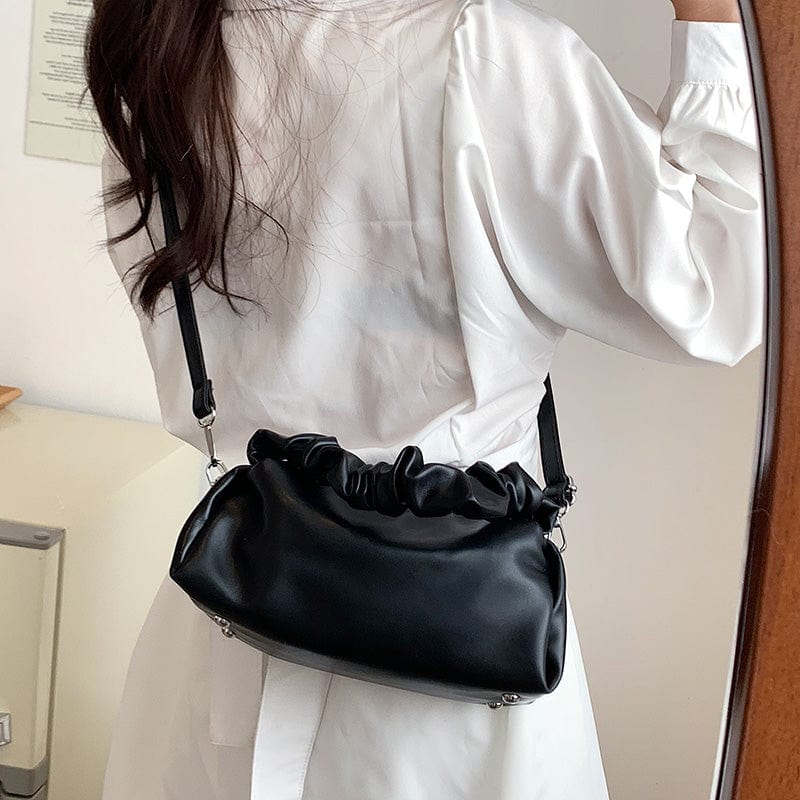 2022 Soft PU Leather Sling Bags for Women Crossbody Purse Pleated Handle Ladies Hand Bags Handbags