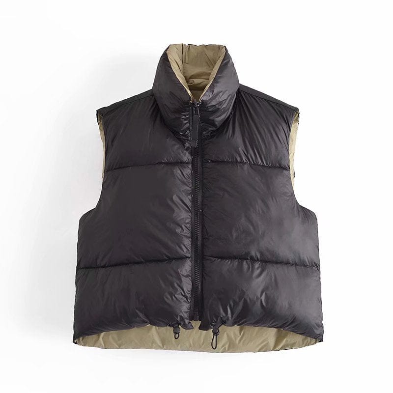 2022 Spring Fall Women Vest Thick Puffer Jacket Two Color Double Sided Jacket Vest Warm Tops Puffer Coat