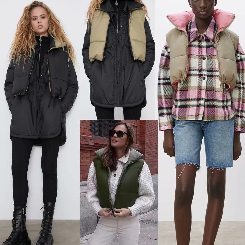 2022 Spring Fall Women Vest Thick Puffer Jacket Two Color Double Sided Jacket Vest Warm Tops Puffer Coat