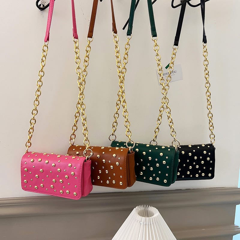 2022 Spring lady chain PU Leather Hand bag shoulder bags Rivet women ladies purse