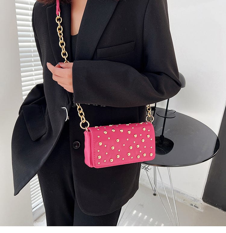 2022 Spring lady chain PU Leather Hand bag shoulder bags Rivet women ladies purse