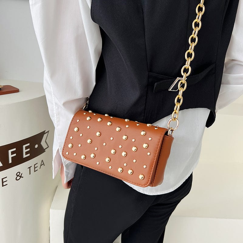 2022 Spring lady chain PU Leather Hand bag shoulder bags Rivet women ladies purse