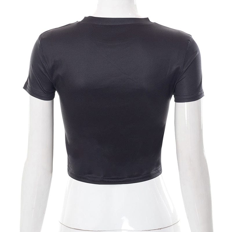 2022 Summer Vintage Graphic Print Short Sleeve Women's T-shirts Fashion ihoov Crop Top