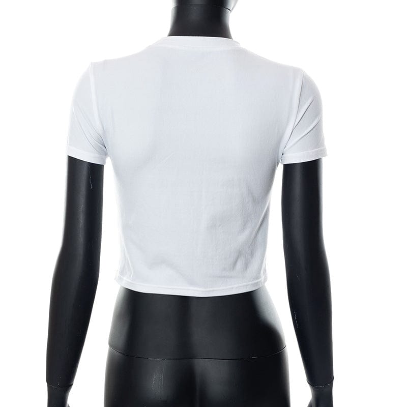 2022 Summer Vintage Graphic Print Short Sleeve Women's T-shirts Fashion ihoov Crop Top