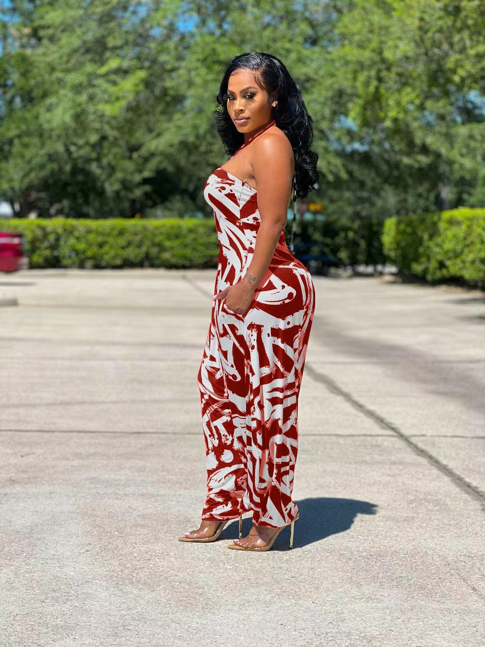 2022 summer wear plus size jumpsuits sexy suspenders sleeveless halter jump suit women