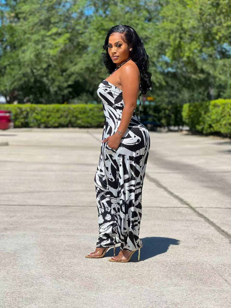 2022 summer wear plus size jumpsuits sexy suspenders sleeveless halter jump suit women