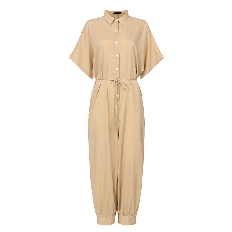 2022 Summer Women Cargo Romper Jumpsuits Fashion Casual Short Sleeve Plus Size Loose Cargo Jumpsuit with Pockets