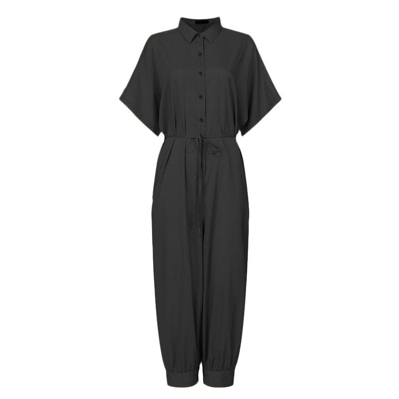 2022 Summer Women Cargo Romper Jumpsuits Fashion Casual Short Sleeve Plus Size Loose Cargo Jumpsuit with Pockets