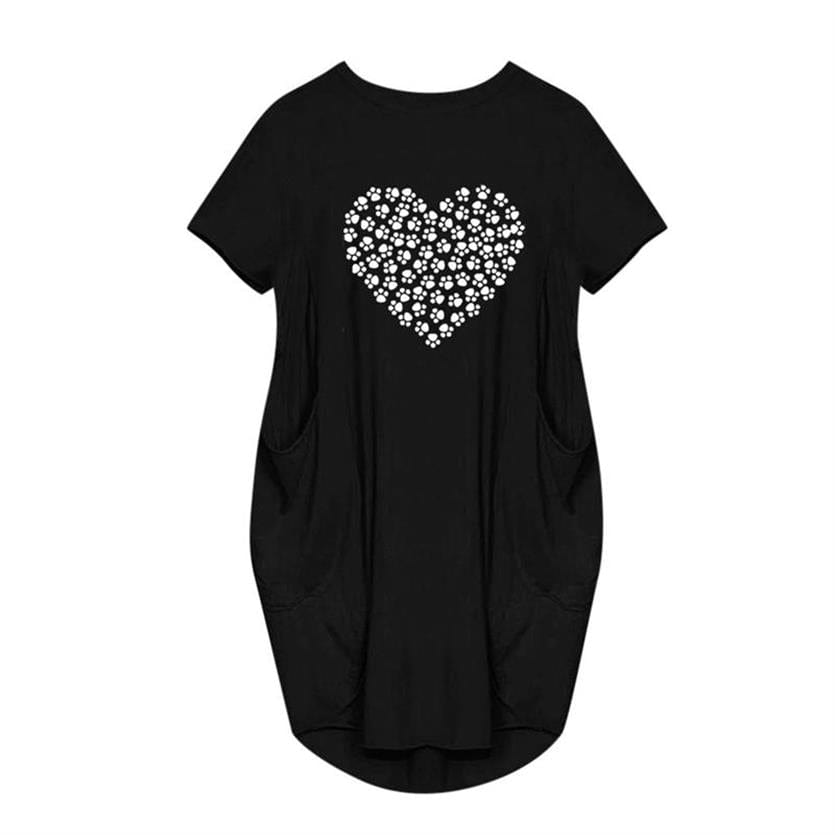 2022 summer Women Short Sleeve Dress Heart Dog Love Letters t-shirt Women Vestidos Beach Plus Size casual dresses
