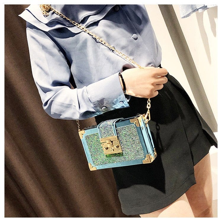 2022 Wholesale Luxury Messenger Bags Fashion Purses Lock Sequins Chain Clutch Bags Bling Purse and Handbags Women