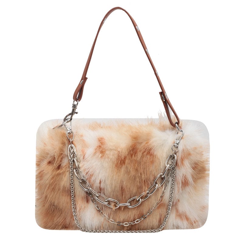 2022 Winter Trendy Plush Purse Custom Chain Fluffy Crossbody Bag Shoulder Fur Bags Luxury Fuzzy Handbags