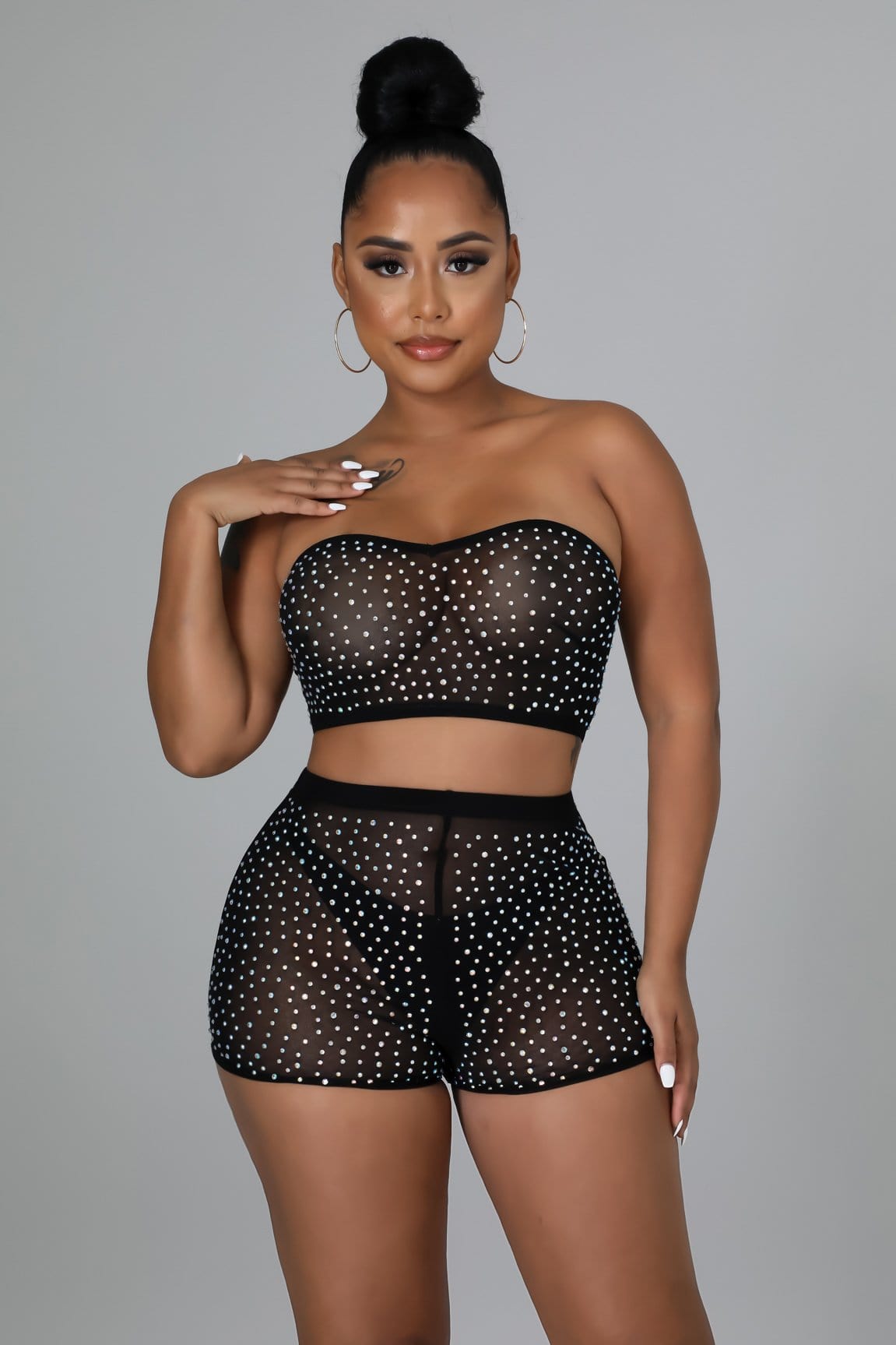 2022 Women 3 Piece Set Sexy Irregular Mesh Rhinestone Crop Top And Short One Side Lapel Long Sleeve Belt Solid Color Blazer Set