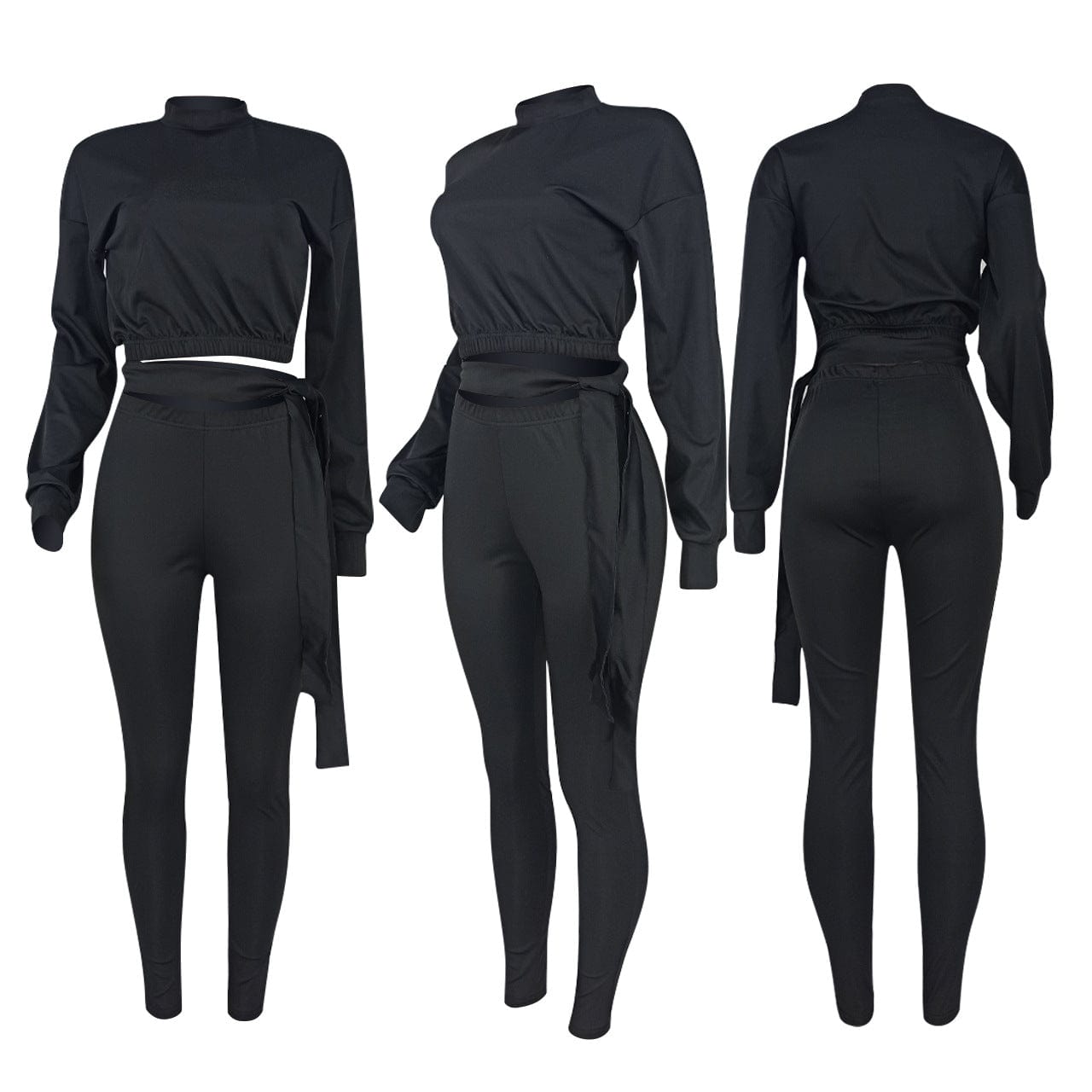 2022 Women clothes Sport Two Piece Jogging Set Fall Women Clothing Solid Crop Top And Bandage Pants Suit