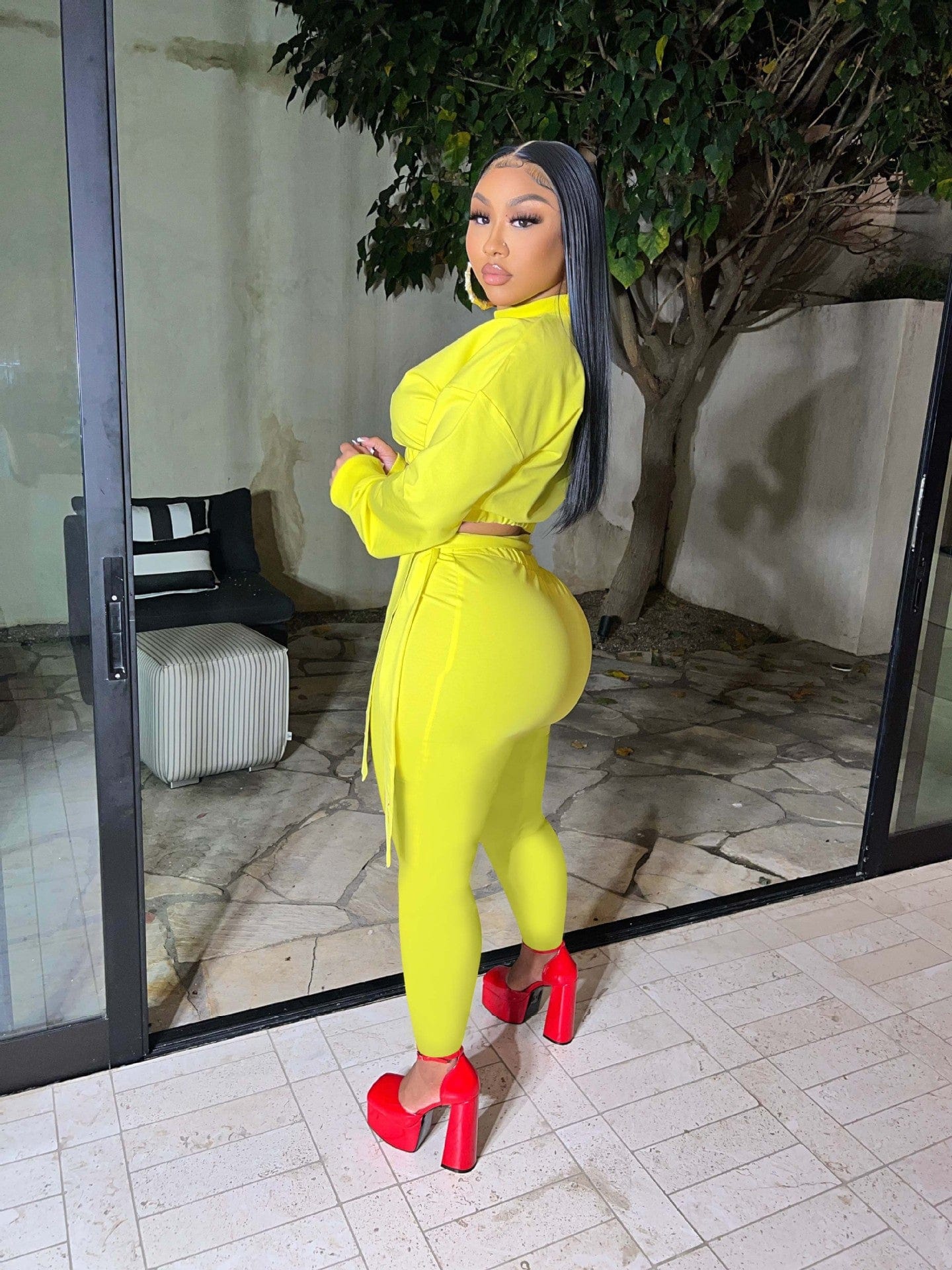 2022 Women clothes Sport Two Piece Jogging Set Fall Women Clothing Solid Crop Top And Bandage Pants Suit