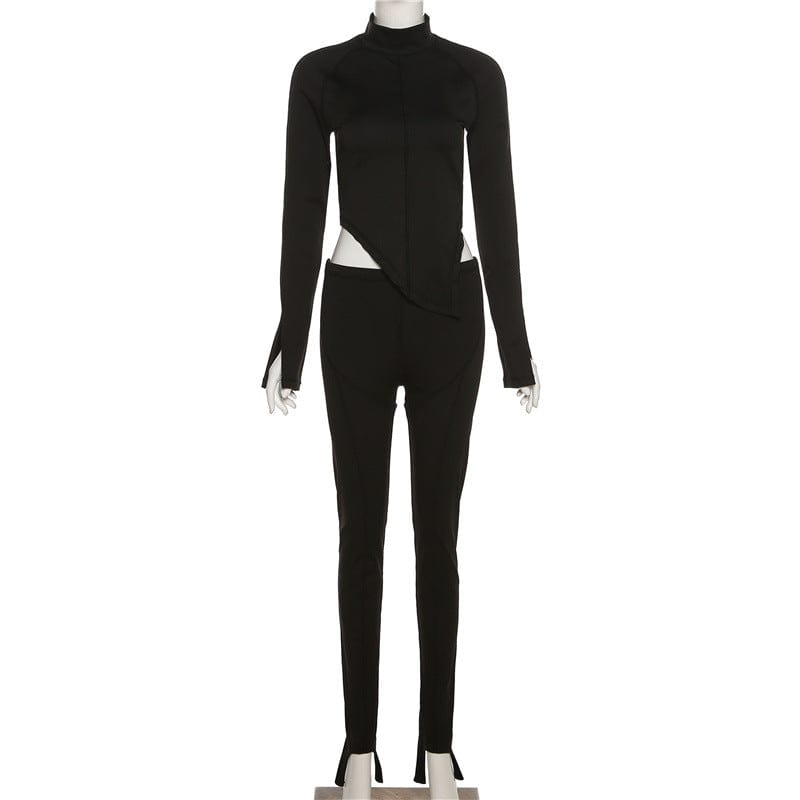 2022 Women Clothing Long Sleeve Zipper Back Cardigan Plain Joggers Pants Two Piece Pants Set