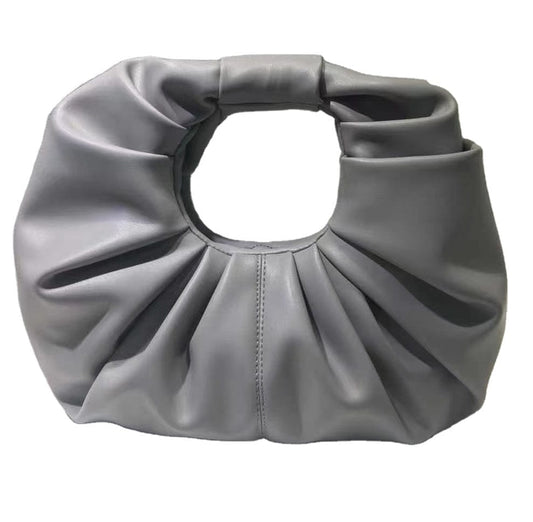 2022 Women Faux Leather Ruffle Ruched Handbag Elegant Handbag Half Moon Shaped Spring Purse Bags for women