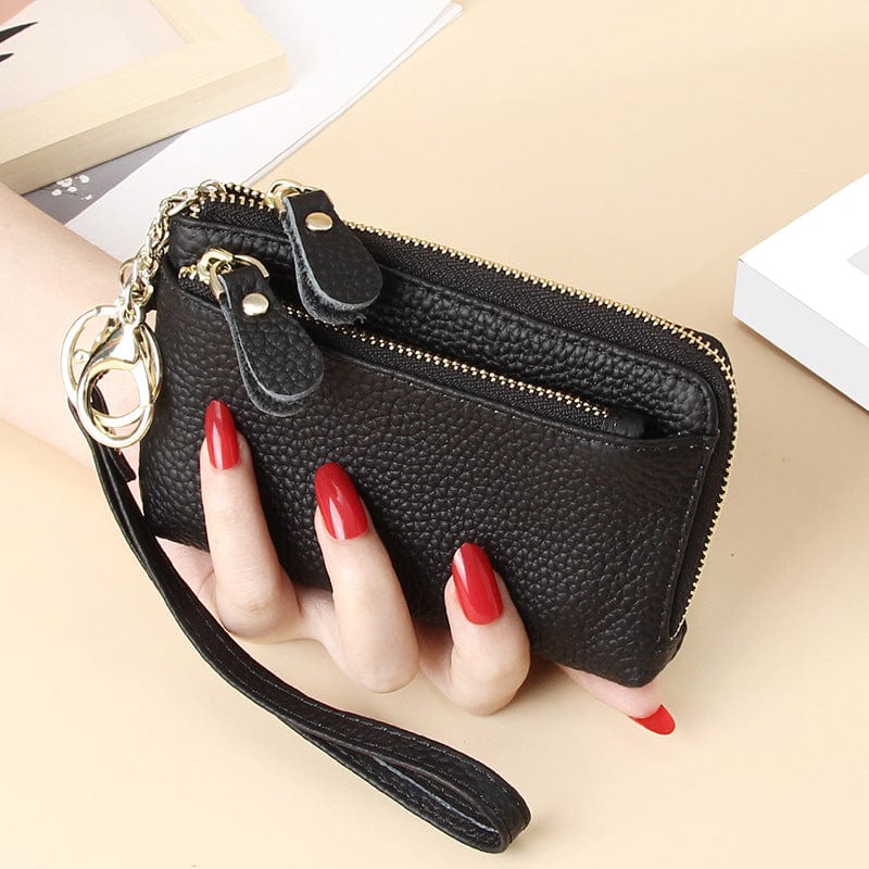 2022 Women's Wristlets Designer Genuine Leather Wallet Female Small Coin Purse Card Holder Keychain Wristlet Wallet for Women