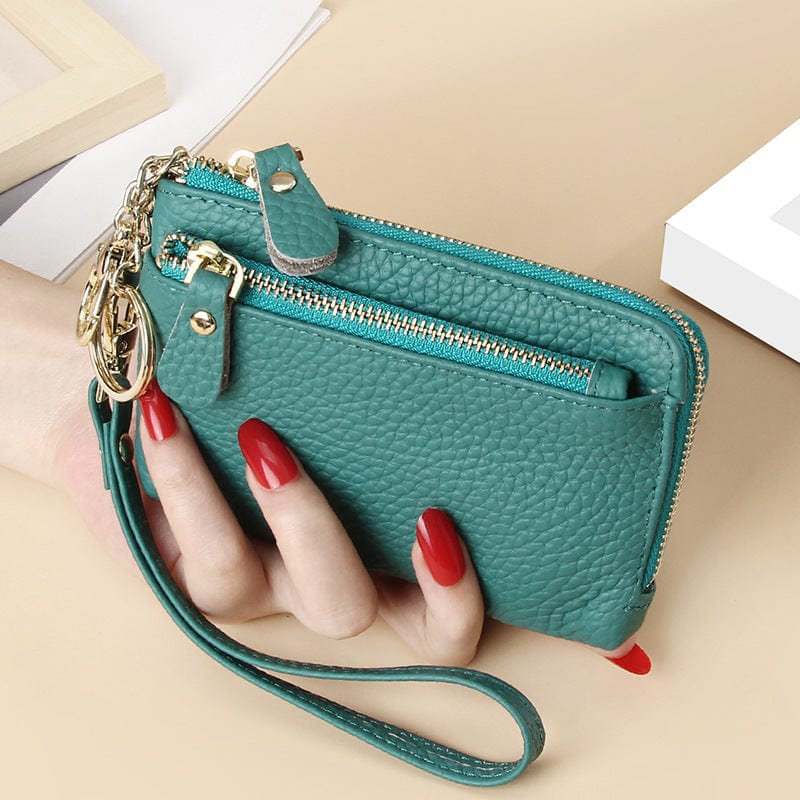2022 Women's Wristlets Designer Genuine Leather Wallet Female Small Coin Purse Card Holder Keychain Wristlet Wallet for Women