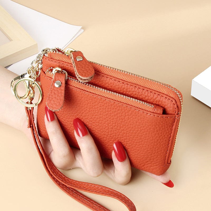 2022 Women's Wristlets Designer Genuine Leather Wallet Female Small Coin Purse Card Holder Keychain Wristlet Wallet for Women