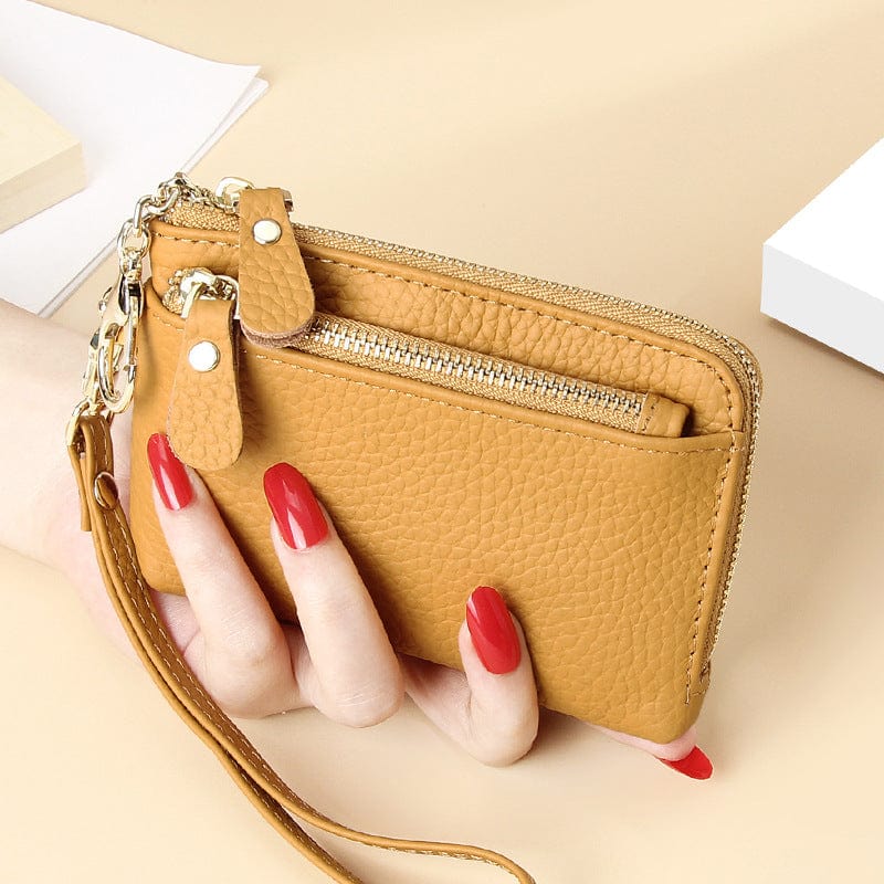 2022 Women's Wristlets Designer Genuine Leather Wallet Female Small Coin Purse Card Holder Keychain Wristlet Wallet for Women