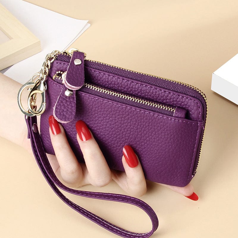 2022 Women's Wristlets Designer Genuine Leather Wallet Female Small Coin Purse Card Holder Keychain Wristlet Wallet for Women